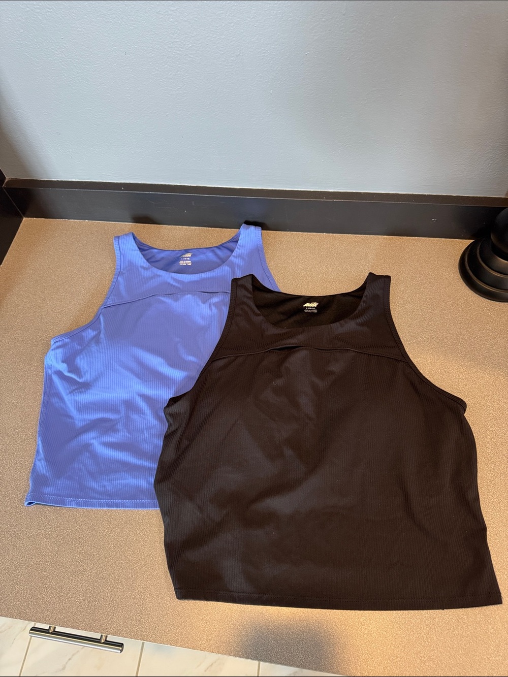 Avia Black and Periwinkle Blue Ribbed Tank Tops - bundle of 2